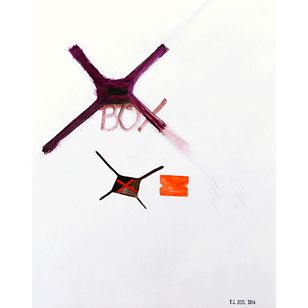 MONIKA BRANDMEIER<br/>Untitled 13 Aug 2014 (Box), 2014, oil, graphite on waxed paper, 30 x 24 cm