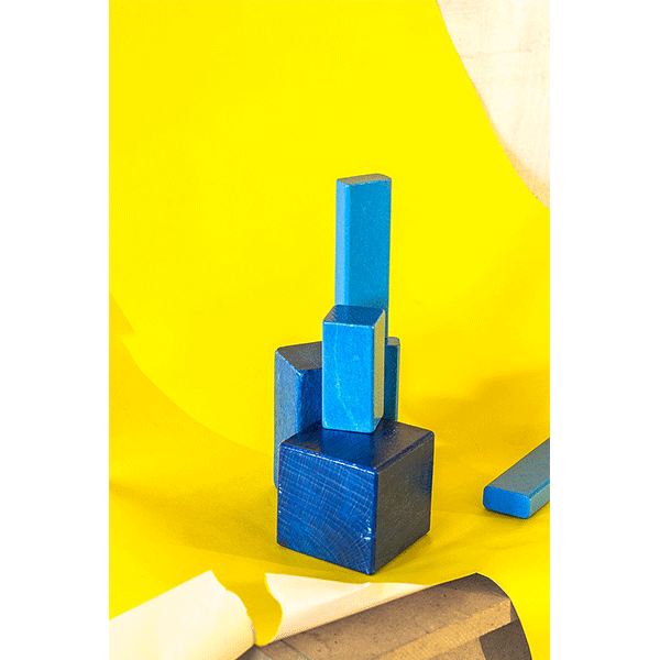 PETER PUKLUS<br/>2394 Blue blocks and yellow backround, 2015, analogue print on color-paper, 36 x 24,7 cm, ed. 5