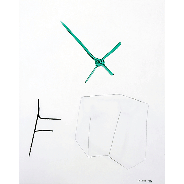 MONIKA BRANDMEIER<br/>Untitled 8 Aug 2014 (Falte), 2014, oil, colour pencil, graphite on waxed paper, 30 x 24 cm