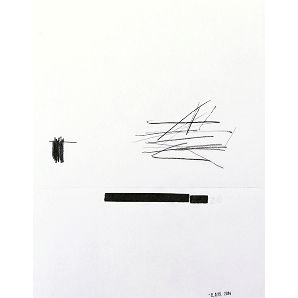 MONIKA BRANDMEIER<br/>Untitled 8 Aug 2014 (zwanzig), 2014, oil, colour pencil, graphite, tape, 30 x 24 cm