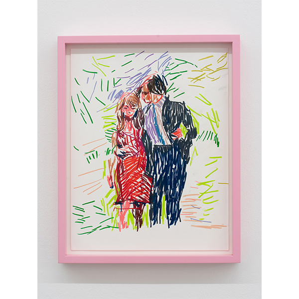 GUY YANAI<br /> Adrien and his Fiancée, 2019, color pencil, hot pressed paper, framed, 28 x 36 cm