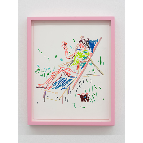 GUY YANAI<br /> Haydée in Chair with Teapot, 2019, color pencil, hot pressed paper, framed, 28 x 36 cm