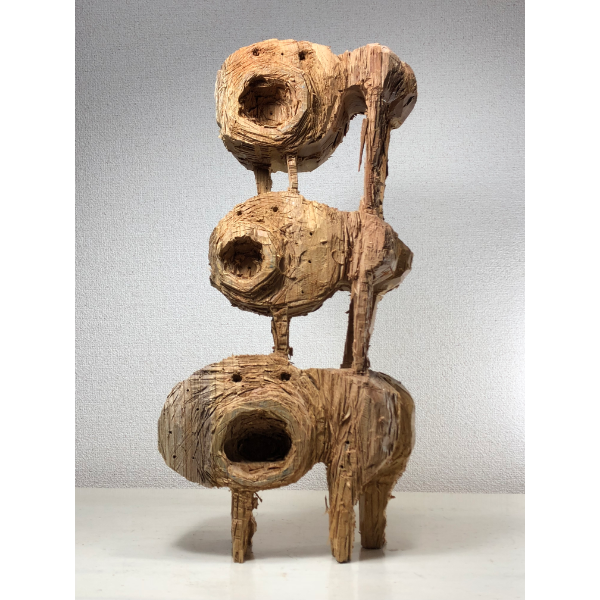 HIROSUKE YABE<br/>Untitled (co130), 2018, wood carving, unique,  53,6 x 26,9 x 12,4 cm