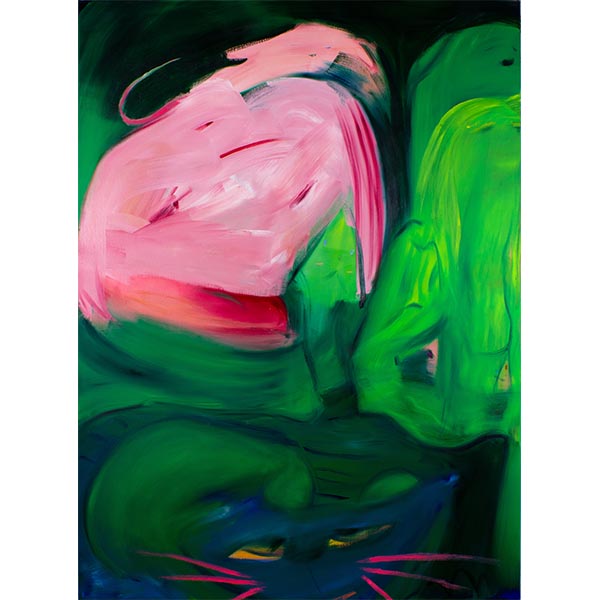 ANETA KAJZER<br/>Katz und Maus, 2020, oil on canvas, 190 x 140 cm