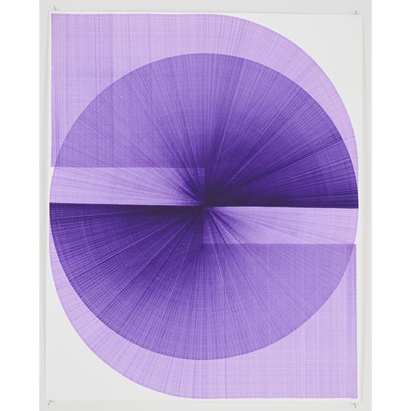 THOMAS TRUM<br/>Two Purple Lines #55, 2023, Acrylic on paper, 104 x 84 cm