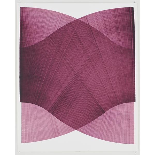 THOMAS TRUM<br/>Two Purple Fan Shaped Lines #3, 2023, Acrylic on paper, 104 x 84 cm