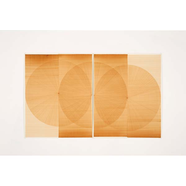 THOMAS TRUM<br />Three Brown Lines #1, 2021, marker drawing on paper, 168 x 104 cm