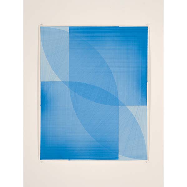 THOMAS TRUM<br />Four Blue Lines #6, 2020, marker drawing on paper, 104 x 84 cm
