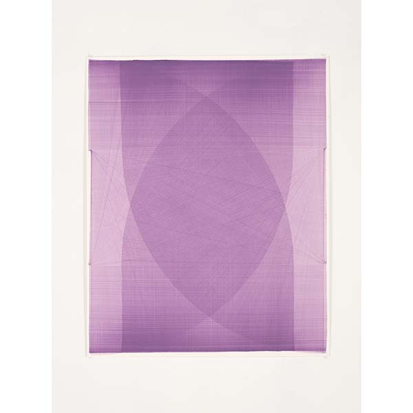 THOMAS TRUM<br />Four Purple Lines #8, 2021, marker drawing on paper, 104 x 84 cm