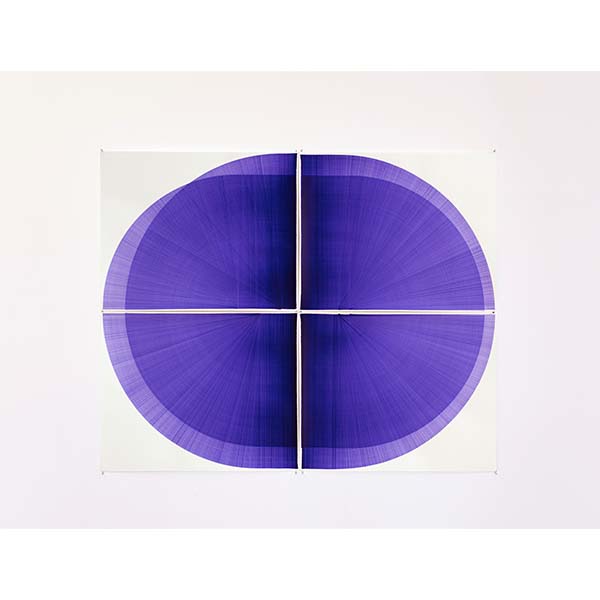THOMAS TRUM<br />Two Purple Lines #2, 2021, marker drawing on paper, 208 x 168 cm