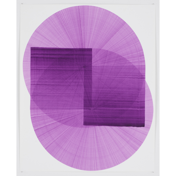 THOMAS TRUM<br />Three Purple Lines #31, 2022, Acrylic on Paper, 104 x 84 cm