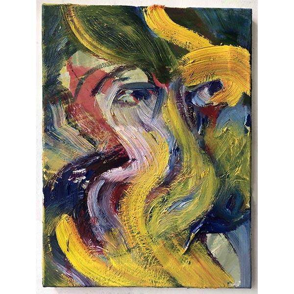 NINA LAMIEL BRUCHHAUS<br>Sun spirit, 2023, Pigmente, Leimfarbe auf Leinen, 55 x 40 cm