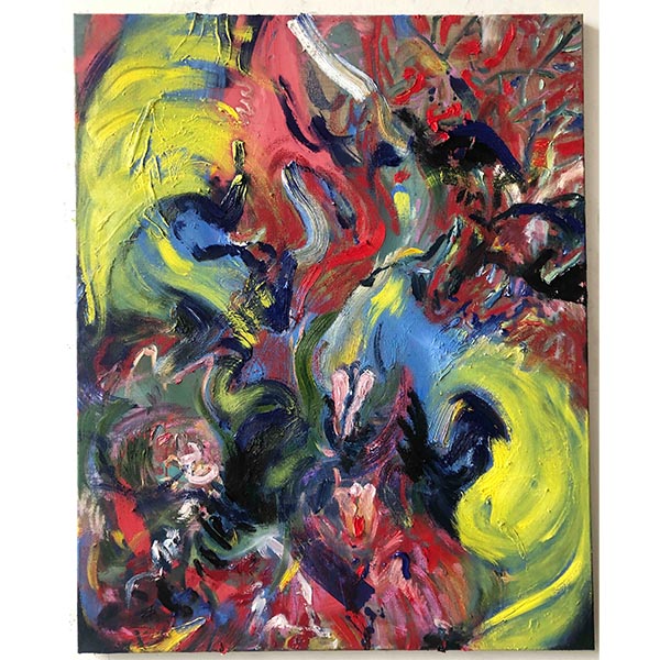 NINA LAMIEL BRUCHHAUS<br>Sonnenbad, 2023, Öl, Pigmente, Leimfarbe auf Leinen, 110 x 90 cm