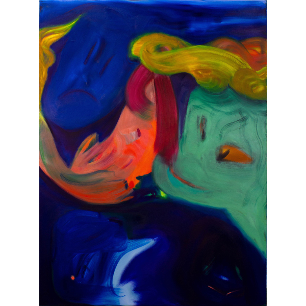 ANETA KAJZER<br>Haarfresser, 2021, oil on canvas, 190 x 130 cm